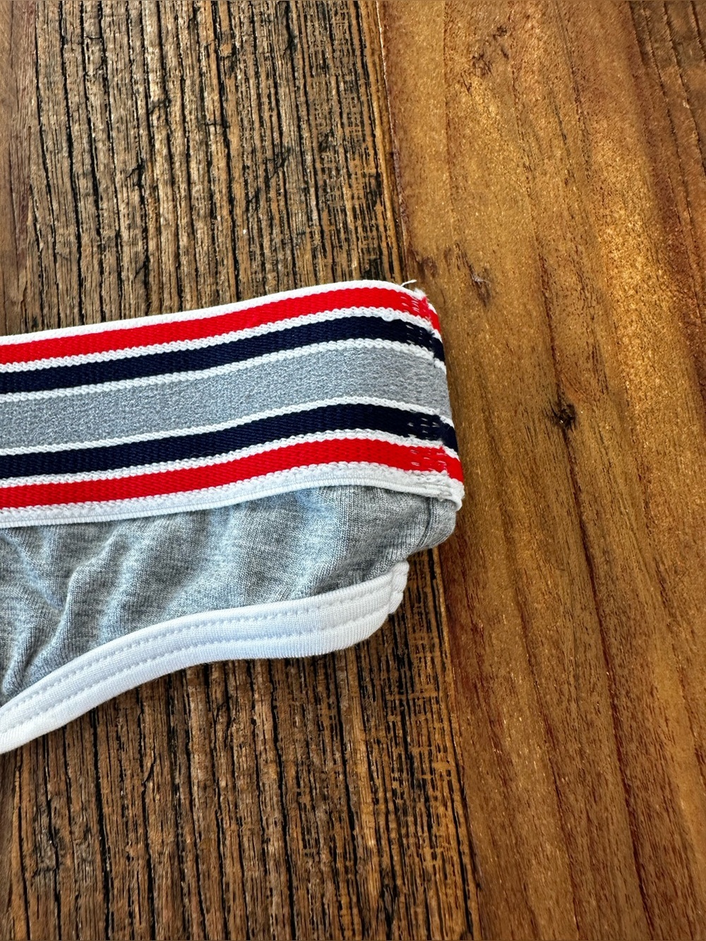 D&G Gray Bikini Panty with Red, Navy & White Striped Waistband - Picture 3 of 9